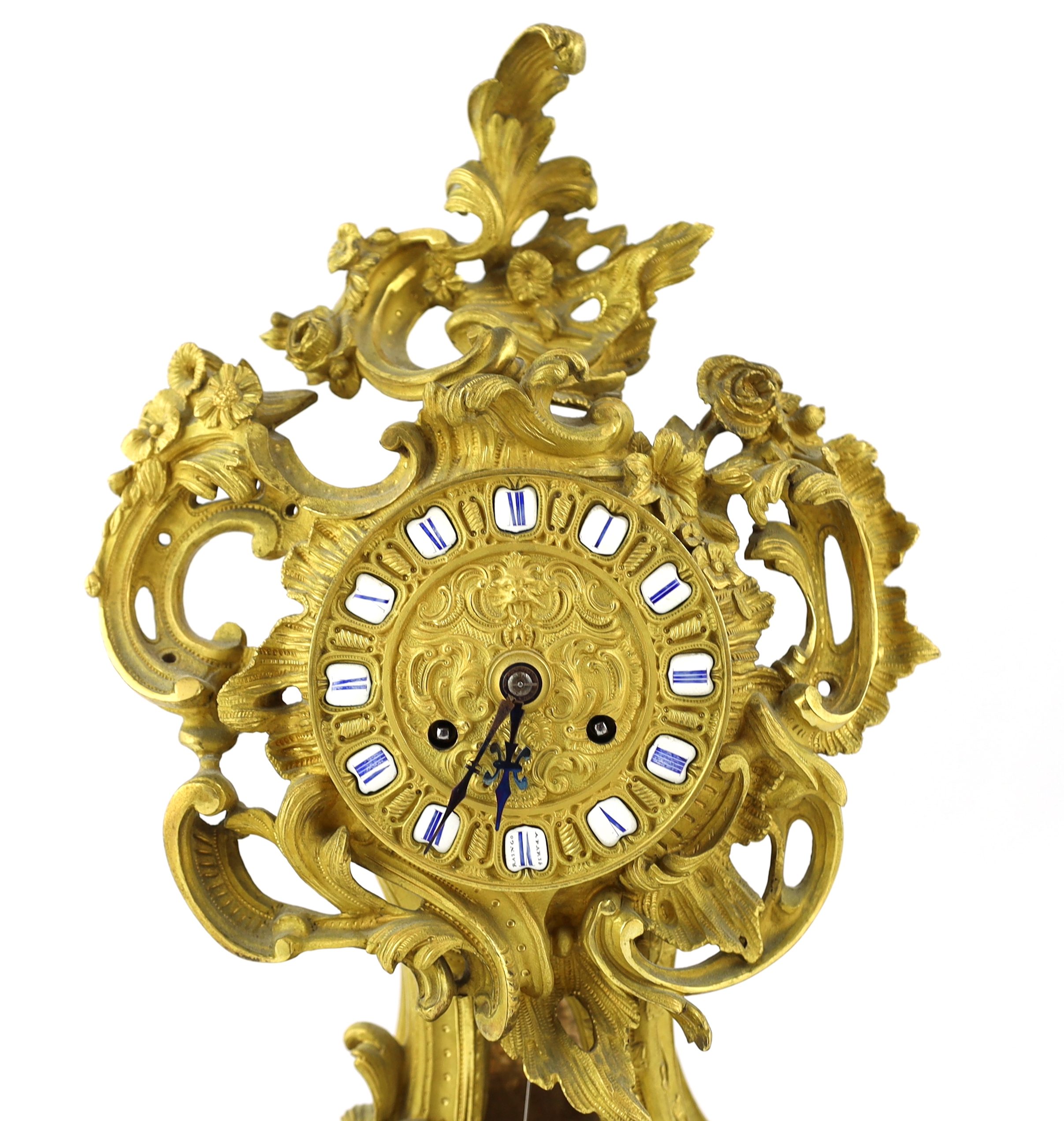 A 19th century French ormolu mantel clock, 32cm wide, 16cm deep, 44cm high